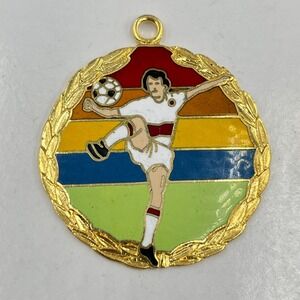 VTG 1988 Margarita Taiwan Sport Enamel Pendant Lot Soccer & Gymnastics Medal 3pc